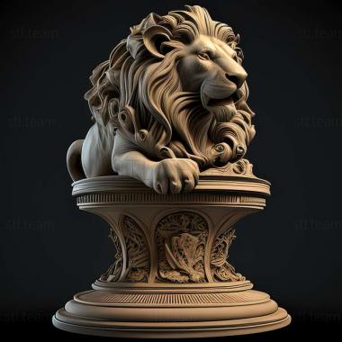 3D model LION on the small pedestal (STL)